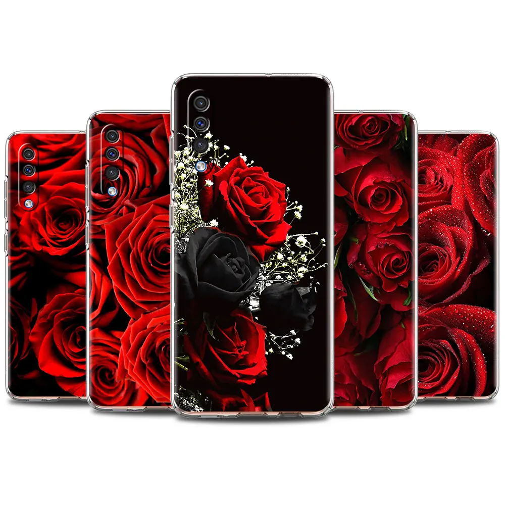 

Hot Red Rose Clear Case For Samsung Galaxy A12 A52 A51 A53 A33 A71 A32 A31 A21 A70 A11 A22 Transparent Soft Phone Cover