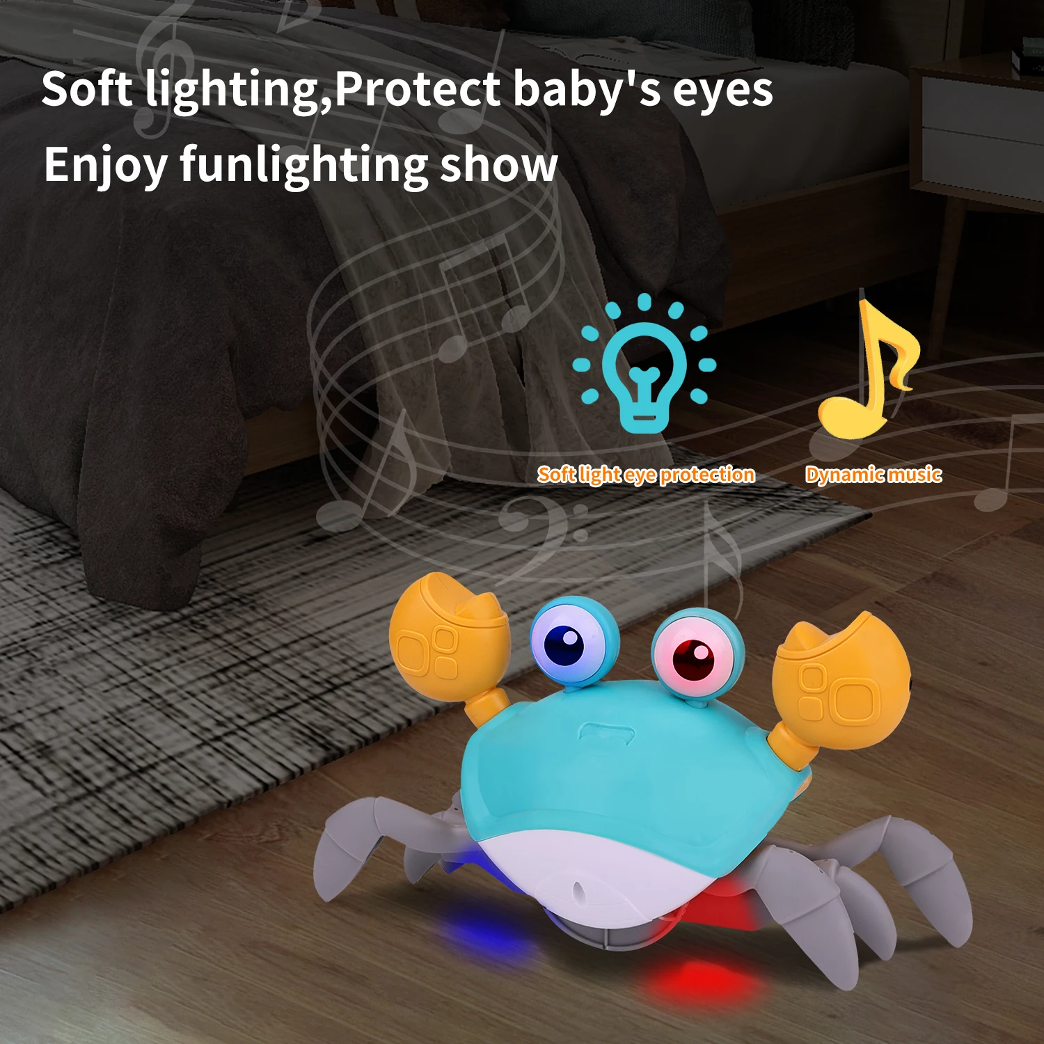 Детская игрушка-краб для ползания перезаряжаемая батарея интерактивная