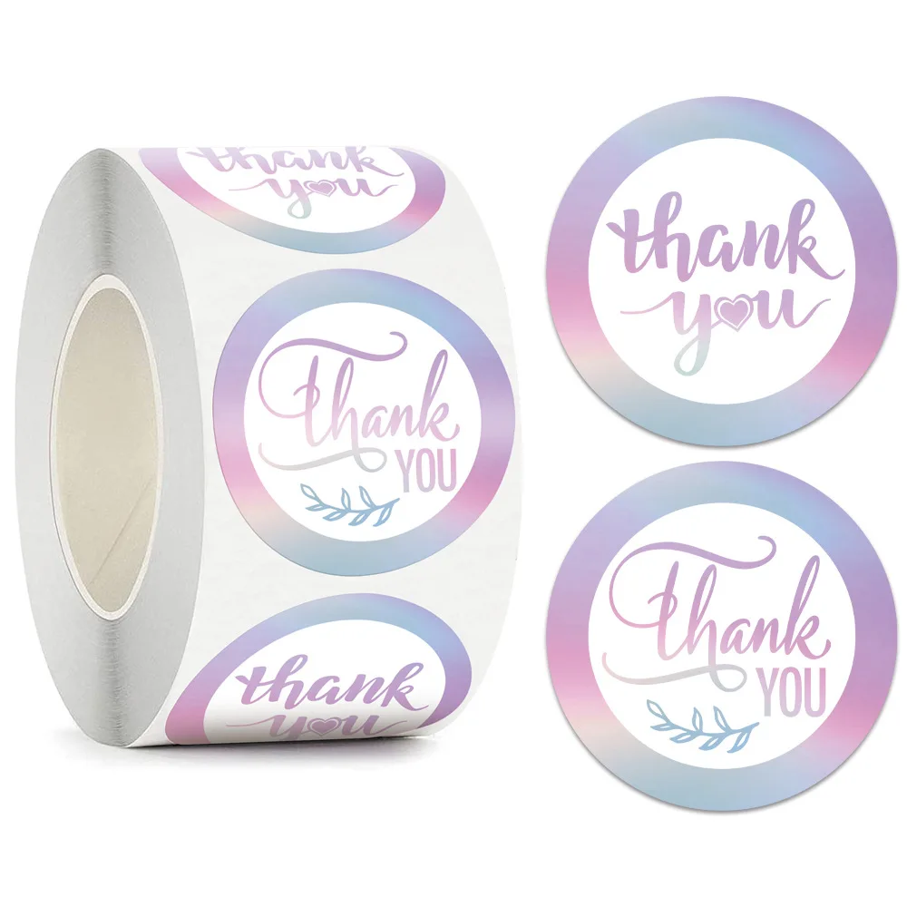

500/ roll 3.8 cm roll rainbow laser thank you for purchasing commercial decorative sticker label