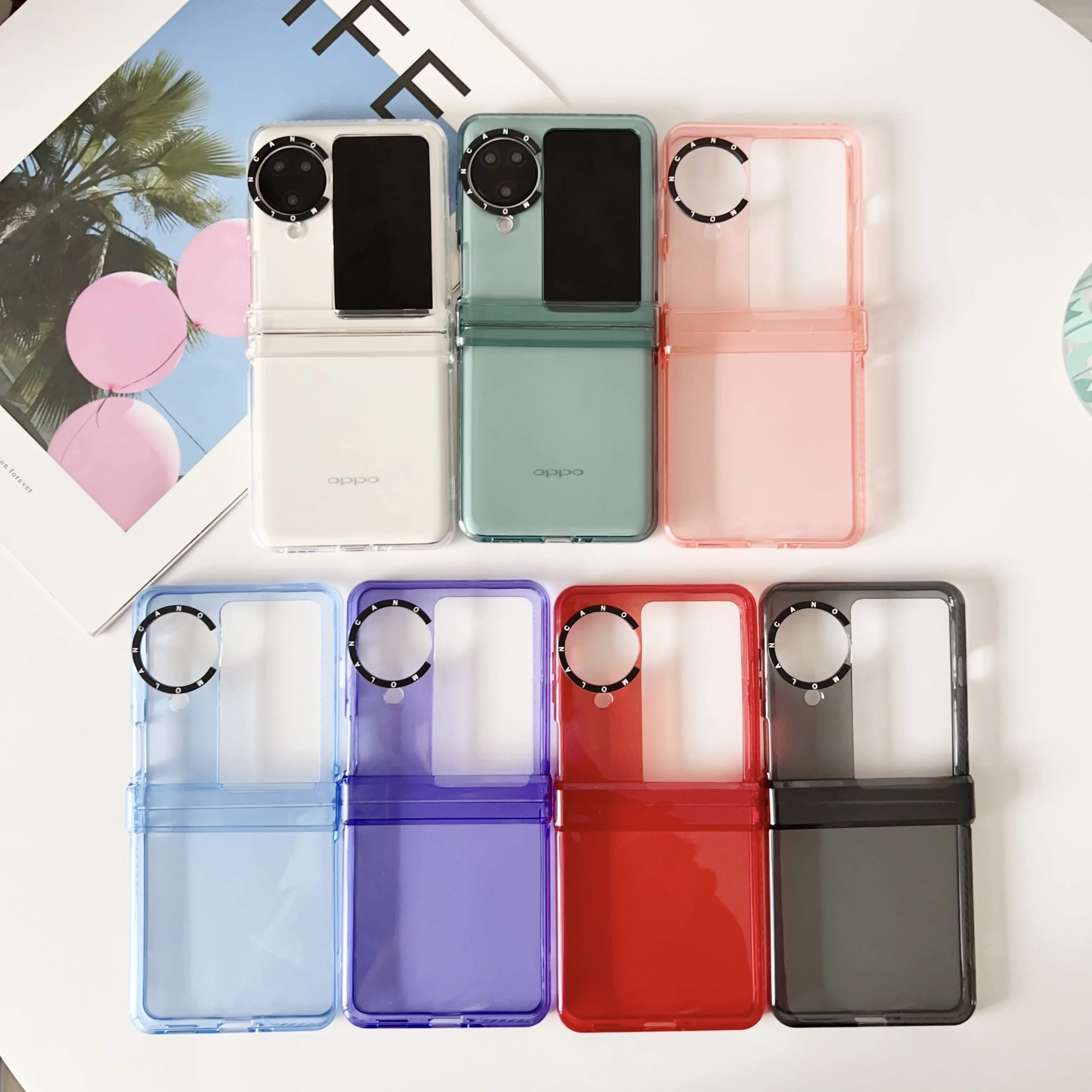 Складной чехол для OPPO Find N3 N2 Flip N3flip N2flip 5G Цветовая прозрачная петля все включено