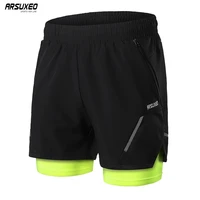 arsuexo men cycling shorts breathable bicycle 2 in 1 fitness yoga running summer outdoor sports cycling with built in underwear