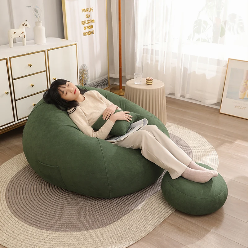

Green Living Room Bean Bag Lazy Modern Adults Reading Ergonomic Large Sofa Comfort Relax Lounge European Divano Home Furniture