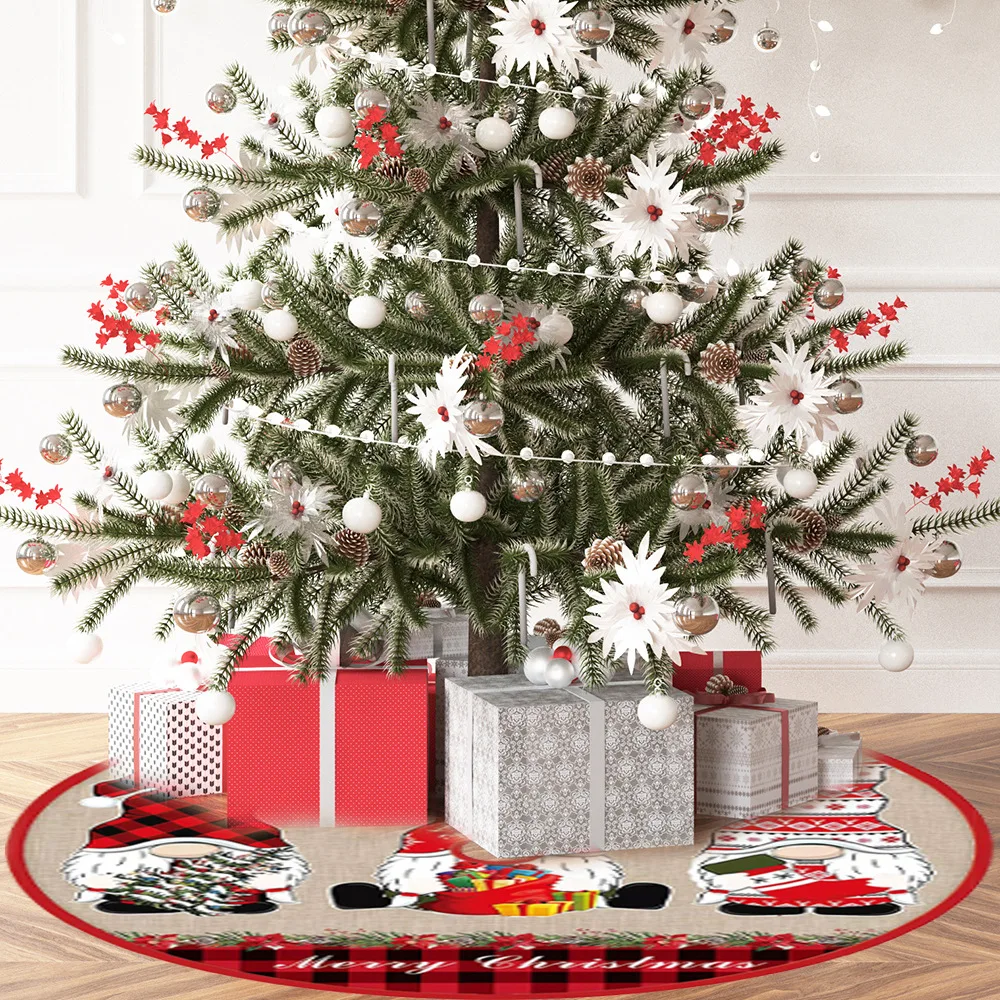 

90cm Christmas Tree Skirt creative elk Santa Claus exquisite printing tree bottom Decoration Christmas product decoration