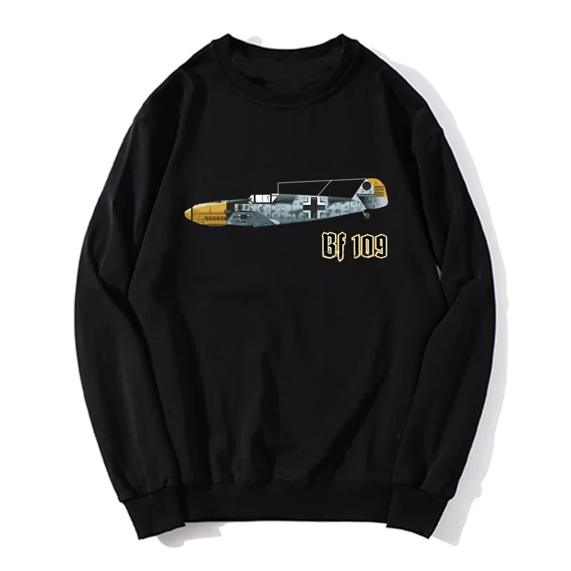 

Luftwaffe Bf109 Warbird Fighter Ww2 Aircraft Oversized Hoodies Men Fleece Pullover Sweatshirt Sweater