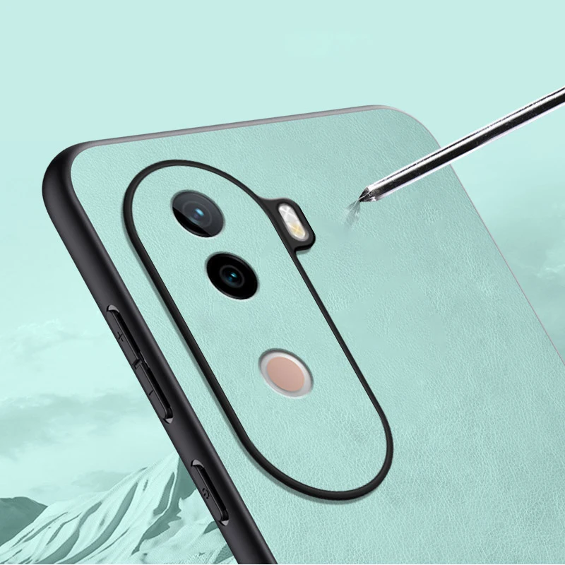 Кожаный чехол для vivo V40e V 40e с рисунком сращивания силиконовая защита камеры