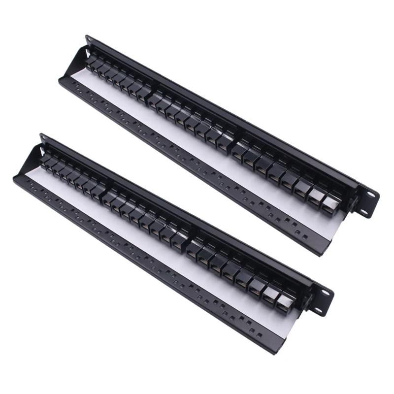 

2X 19In 1U 24 Port Straight-Through CAT6A Patch Panel RJ45 Network Cable Adapter Jack Ethernet Distribution Frame