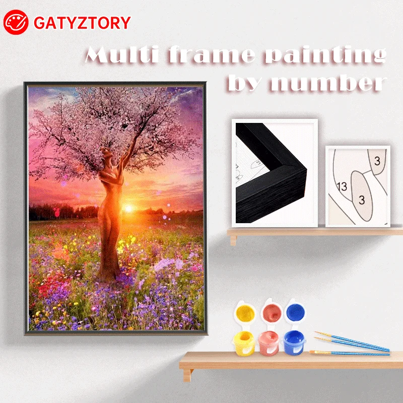 

GATYZTORY 60x75cm Diy Painting By Numbers With Frame Kits Tree Arts Crafts Coloring By Numbers Home Decor Gift