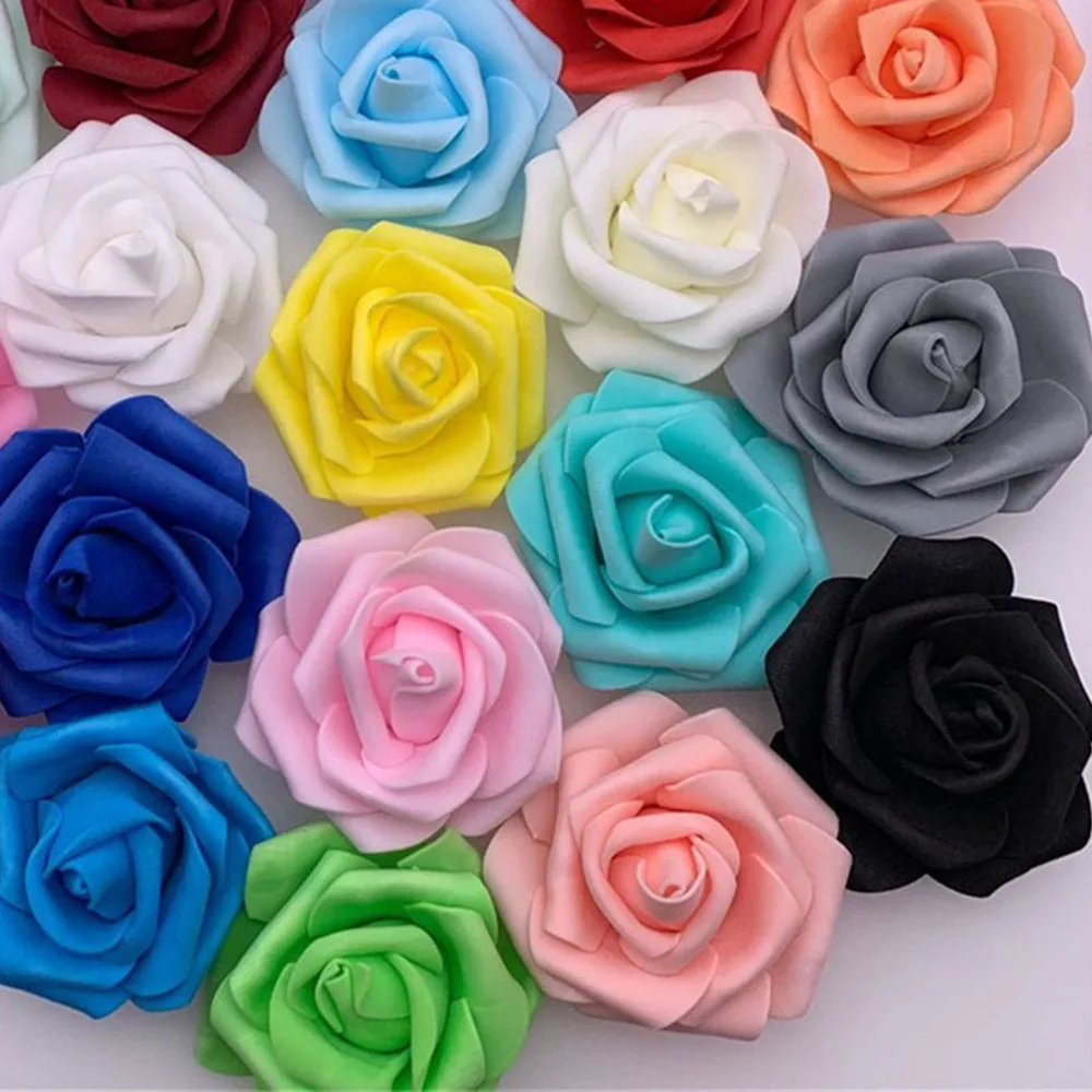 

7cm Simulation PE Rose Foam Flower Heads 200 Wedding Home Furnishing Flowers Handmade DIY Crafts Accessories