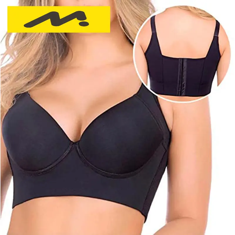 Women Deep Cup Bra Hide Back Fat Bra Shapewear Incorporated Full Back Coverage Push Up Sports Bra