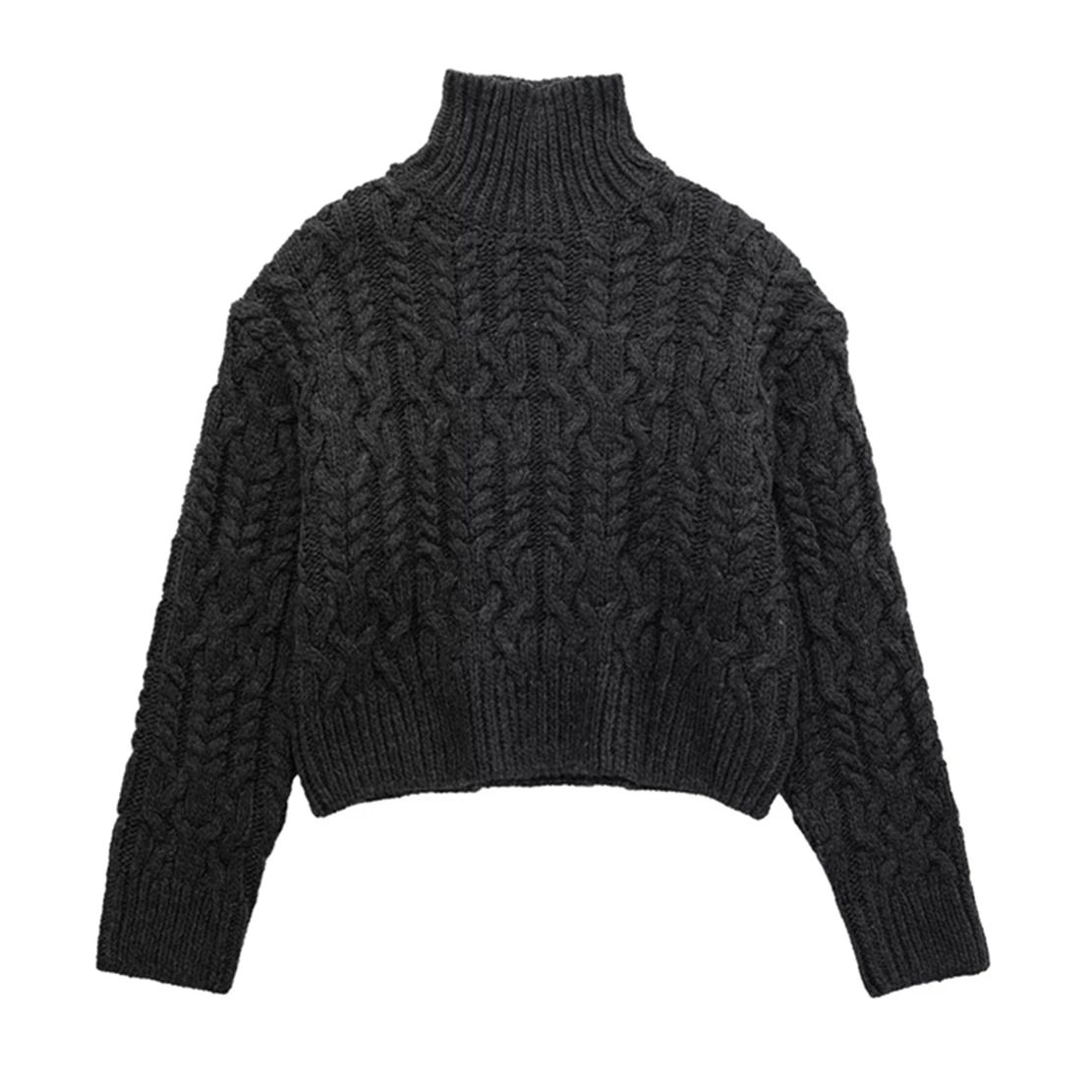 

Dave&Di Vintage Sweaters Women Jacquard Turtleneck Winter Knitwear Pullovers Tops