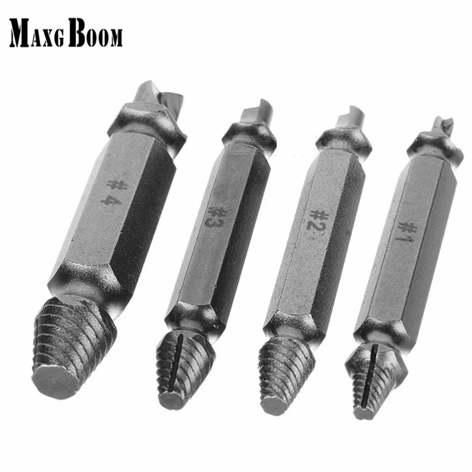 

4pcs Screw Extractor Drill Bits Guide Set Broken Soeed Out Damaged Easy Out Bolt Stud Remover Tool