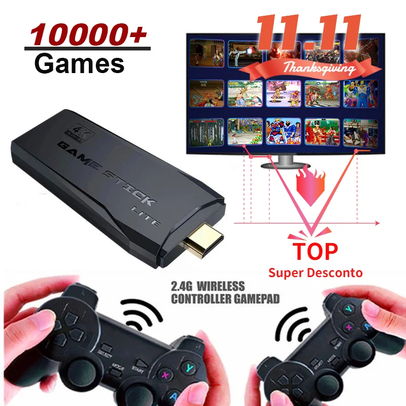 Video Game Console 64G Built-in 10000 Games Retro handheld Wireless Controller Stick For PS1/GBA Kid Xmas Gift |