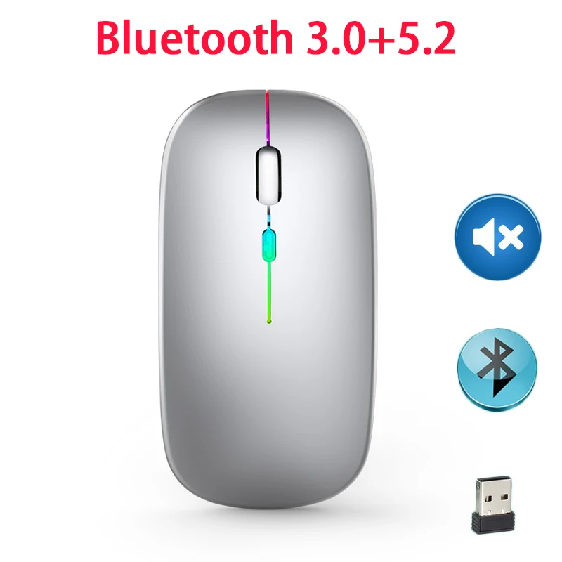

Mouse Wirelesss Rechargeable RGB Bluetooth Mouse Wireless Computer Silent Mause With LED Backlit Mouse For Laptop