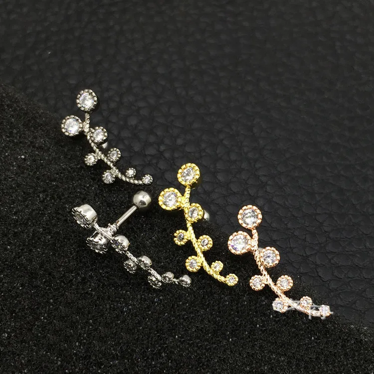 

1PC Korean Simple Stainless Steel Pave Zircon Mini Small Leaves Stud Earrings for Teen Women Daily Life Party Piercing Jewelry