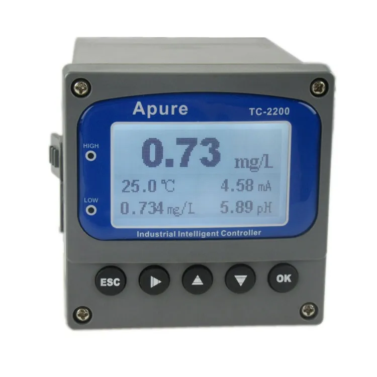 

Low industrial online residual chlorine meter controller with sensor probe