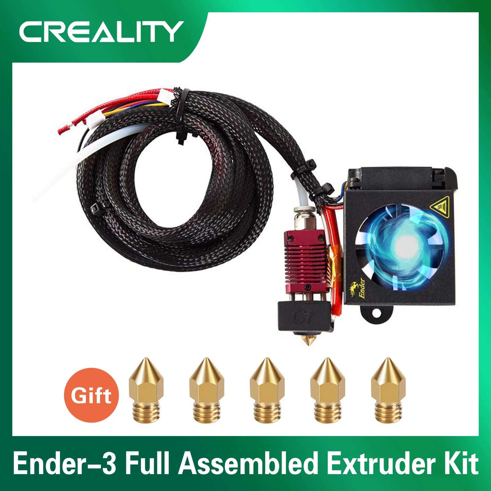 

Creality Ender-3 3D Printer Full Assembled Extruder Kit with 5PCS 0.4mm Nozzles MK8 Hotend Kit Full Set for Ender-3 3D Printers