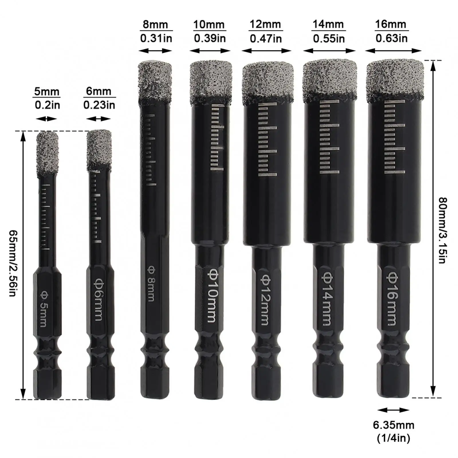Сверло алмазное шестигранное для сухого сверления гранита плитки камня твердых