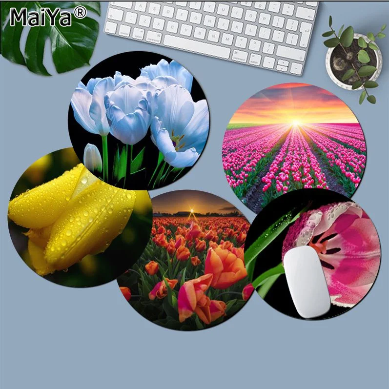 

Tulip Flower Non-slip Round Keyboard Mat Table Mat Students Cabinet Gamer Desktop Mousepad Cup Mats Office Desk Accessories