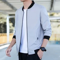 men coat cardigan solid color all match breathable elastic cuff zipper fly lightweight simple spring jacket for daily wear