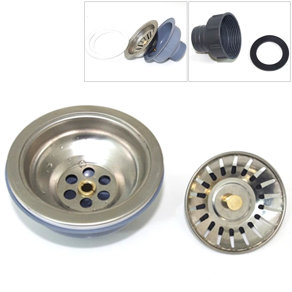 

Kitchen Sink Drainer Filter Stopper Portable Stainless Steel Disposer Plug Silver Strainer