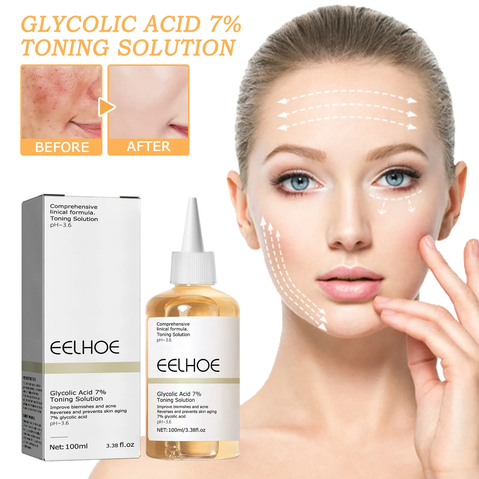 

Anti Aging Face Toner Glycolic Acid 7% Toning Solution Ordinary Acne Remover Lifting Firming Wrinkles Glowing Facial Skin Care