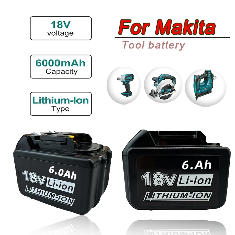 

Литий-ионный аккумулятор для Makita BL1830 BL1815 BL1860 BL1840 LXT BL1850, 18 в, 6000 мАч