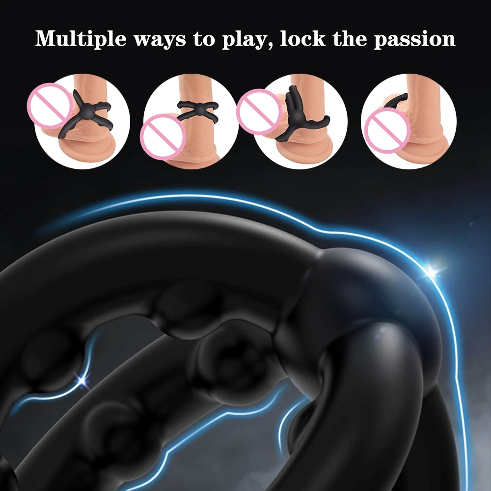 

Silicone Penis Cock Rings For Men Delay Ejaculation Erection Penis Rings Sex Toys Men's Masturbator Chastity Cage Enlarger Rings