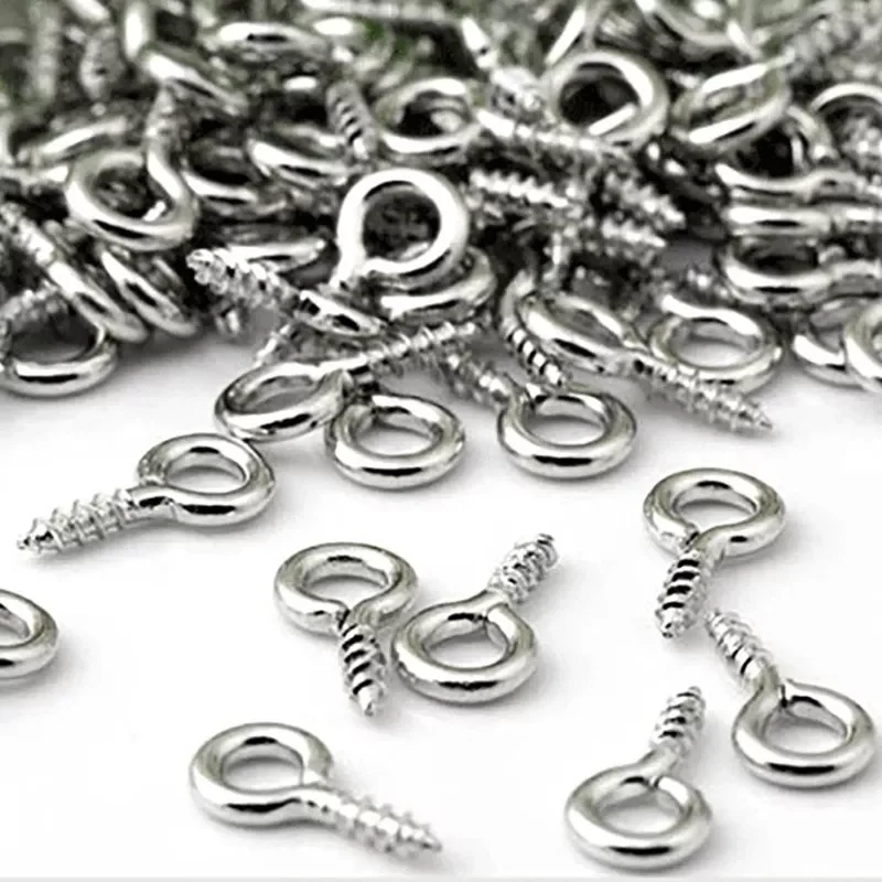 

100PCS Small Tiny Mini Eye Pins Eyelet Connector Screw Loops for Pendants of 8MM x 4 MM Metal Eyepins Hooks Eyelets Screw