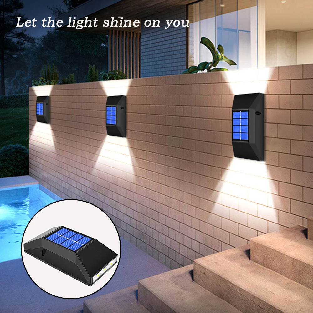 

1/4pcs Solar LED Light 3.7V Outdoor IP65 Waterproof Garden Powered Wall Lamps Fence Decor wall lamp lighting Highlight courtyard