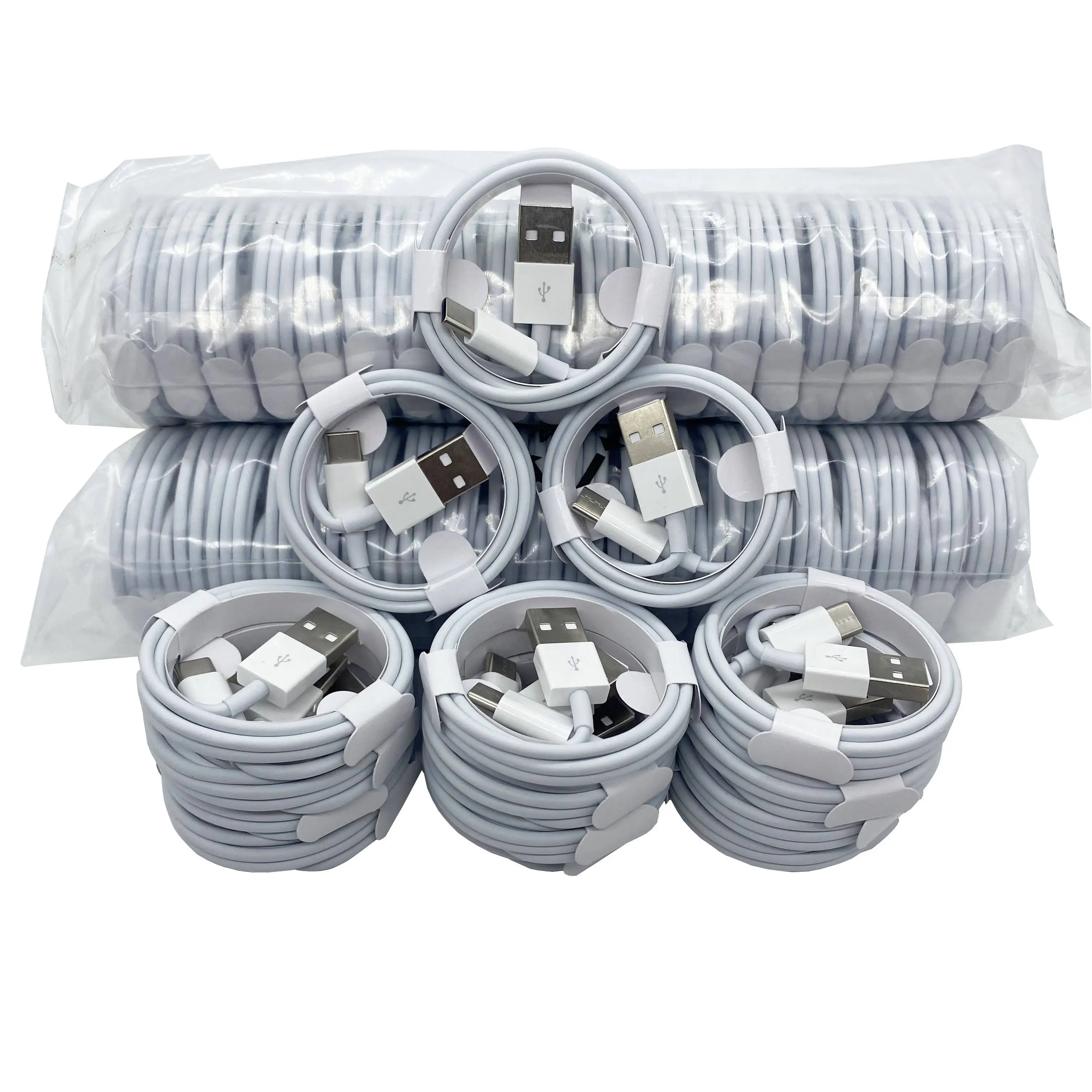 10/100Pcs 1M 3Ft Type c Micro 8Pin Usb Charger Cable For Samsung s20 s22 Note 10 Htc Lg Phone 12 13 14 plus