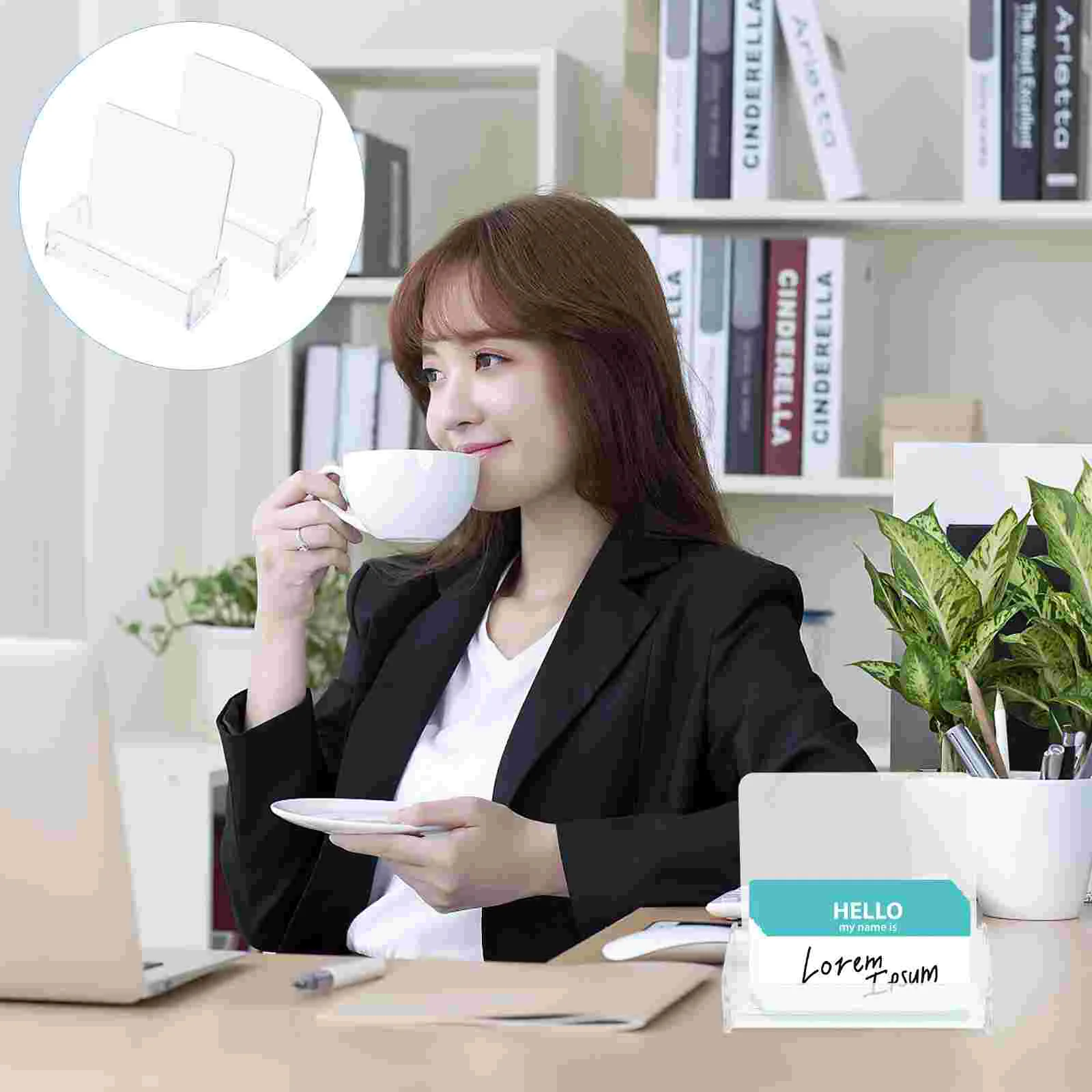 

2Pcs Business Cards Holder Single-grid Name Cards Container Cards Storage Holder Office