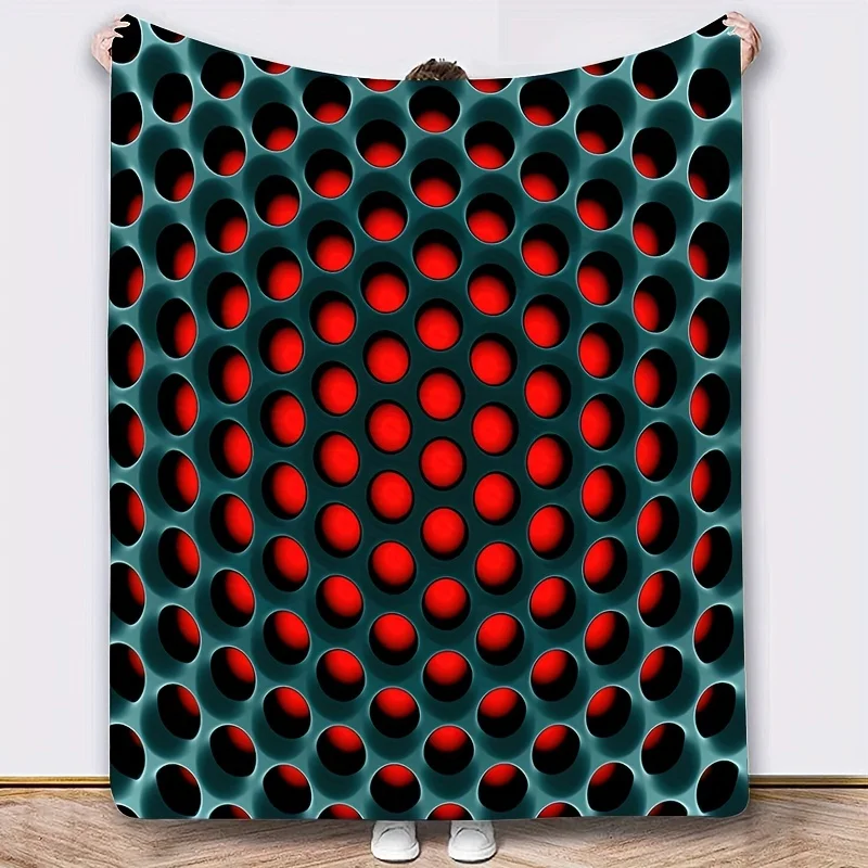 

1pc 3D Dense Holes Pattern Flannel Blanket, Cozy Soft Throw Blanket For Couch Bed Sofa Camping Travelling