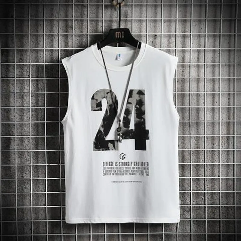 

Men sports vest loose trend sleeveless T-shirt clothes undershirt waistcoat bottoming shirt