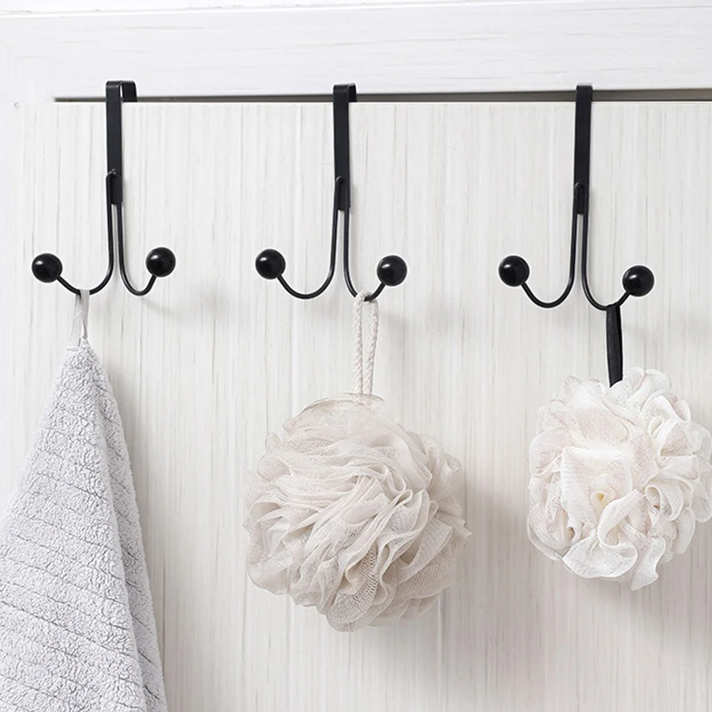 

3 Pcs Wrought Iron Hook Door Rack Hanger Hooks Hanging Black Clothes Coat Towel Rails