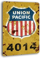 union pacific railway logo train railroad rustic retro wall decor metal tin sign 8 x 12 inches