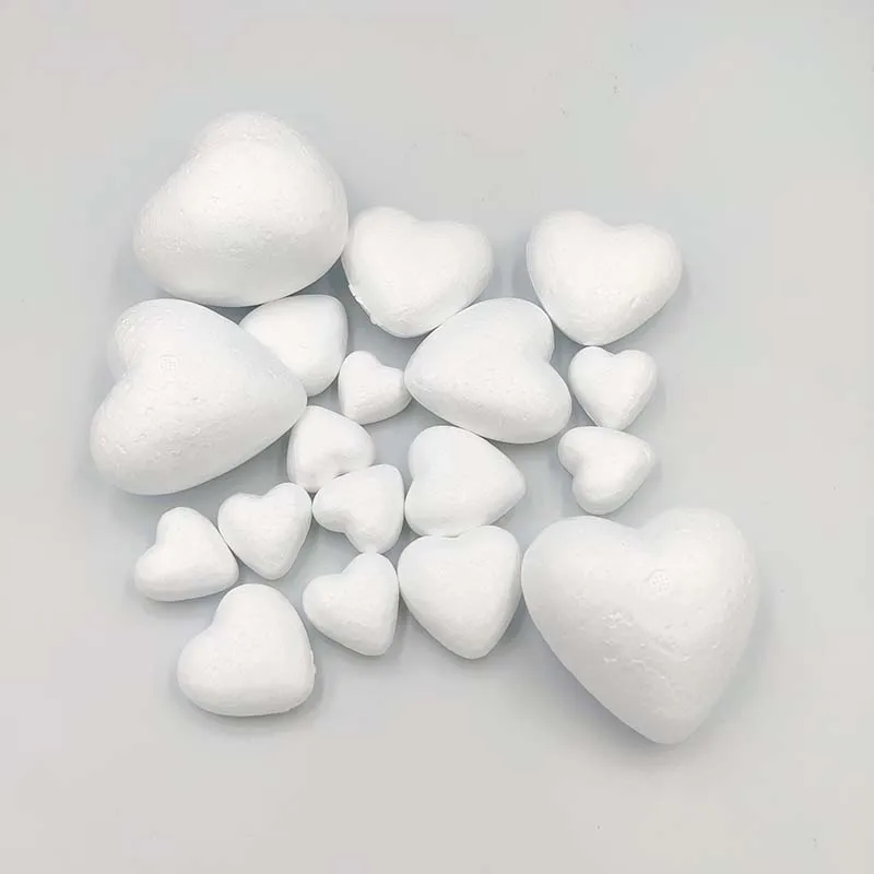 Craft Foam Heart White Foam Balls Heart Shape Christmas Craft Ball Polystyrene Foam Shape Styrofoam Craft Modeling Wedding Decor