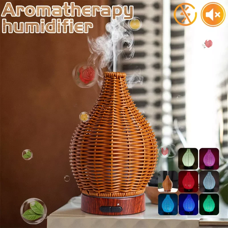 

Rattan Weaving Aromatherapy Diffuser Essential Oil Mist Humidifier Waterless Auto Shut-Off Protection Home Ultrasonic Humidifier