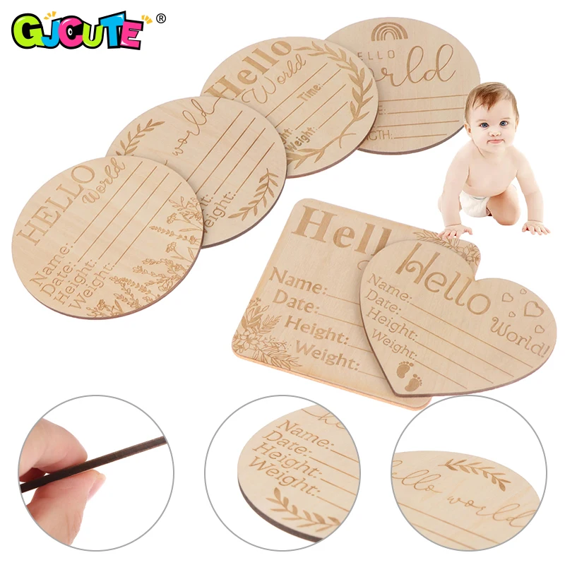Wooden Baby Milestone Card Newborn Monthly Growth Recording Cards Baby Birth Announcement Plaque Keepsake Sign Photography Props