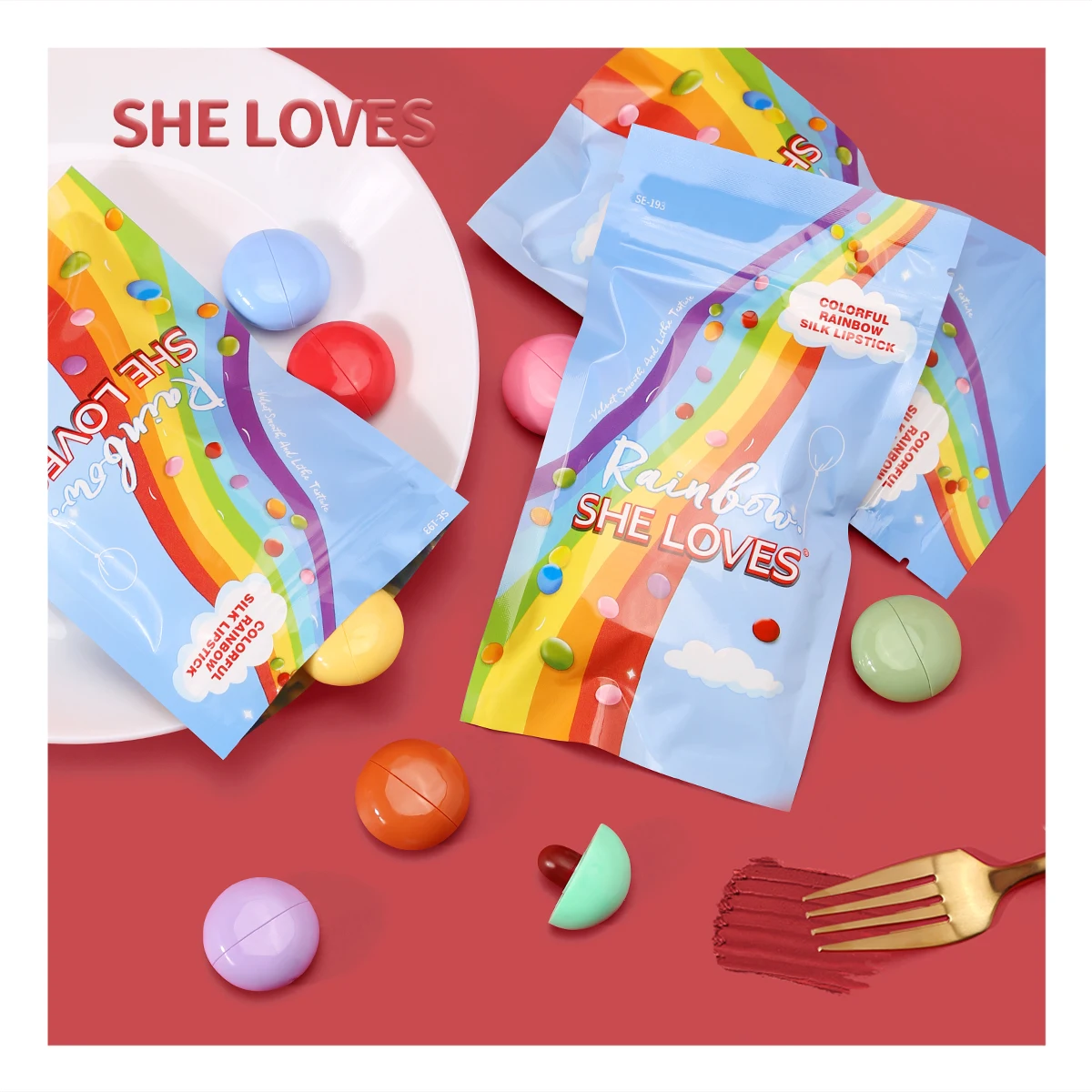 

Colorful Rainbow Silk Lipstick Velvet Matte Lip Makeup Smooth Long Lasting Easy to Color Waterproof Soft Mist Sexy Red Lipstick