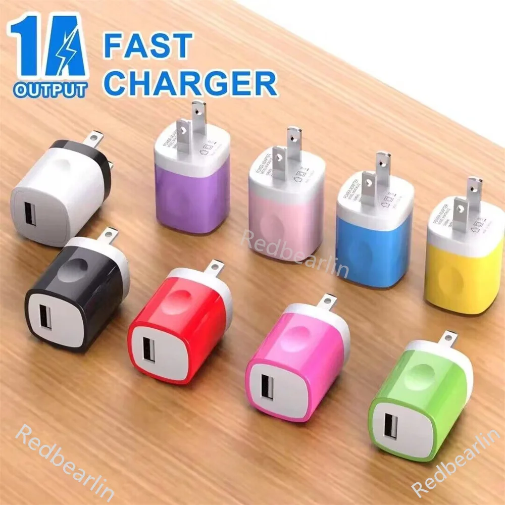 

10pcs Colorful 1A US AC Home Travel Wall Charger Mini Portable Power Adapters For IPhone 7 8 12 13 14 Pro Samsung htc lg