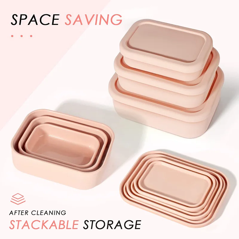 3 силиконовые емкости для хранения продуктов питания коробки завтрака с