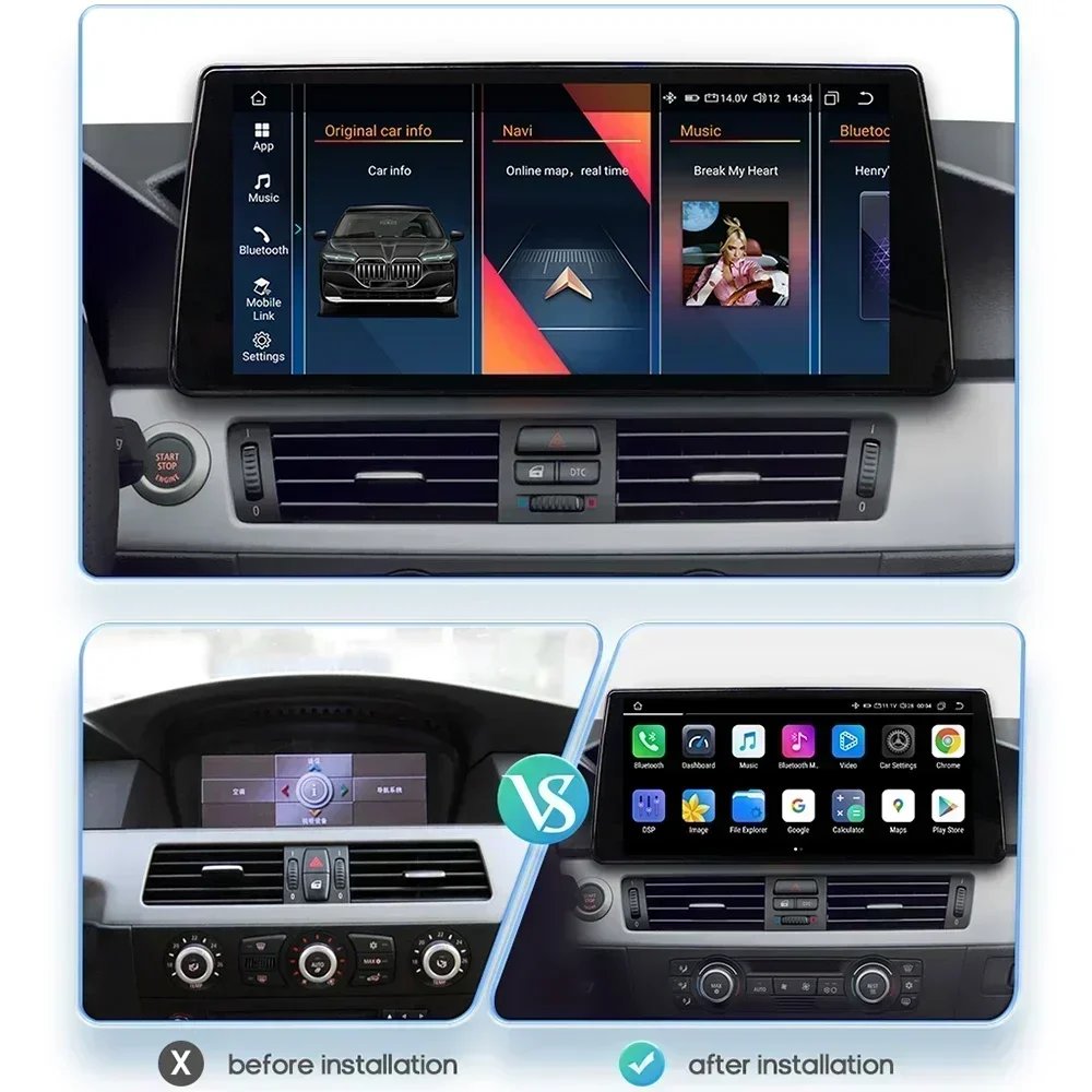 Фото 2din Android автомобильный радиоприемник мультимедийный видеоплеер для BMW 5 серии E60 E61 E63 E64 3 серии E90 E91 E92 E93 стерео GPS Carplay 4G RDS №4