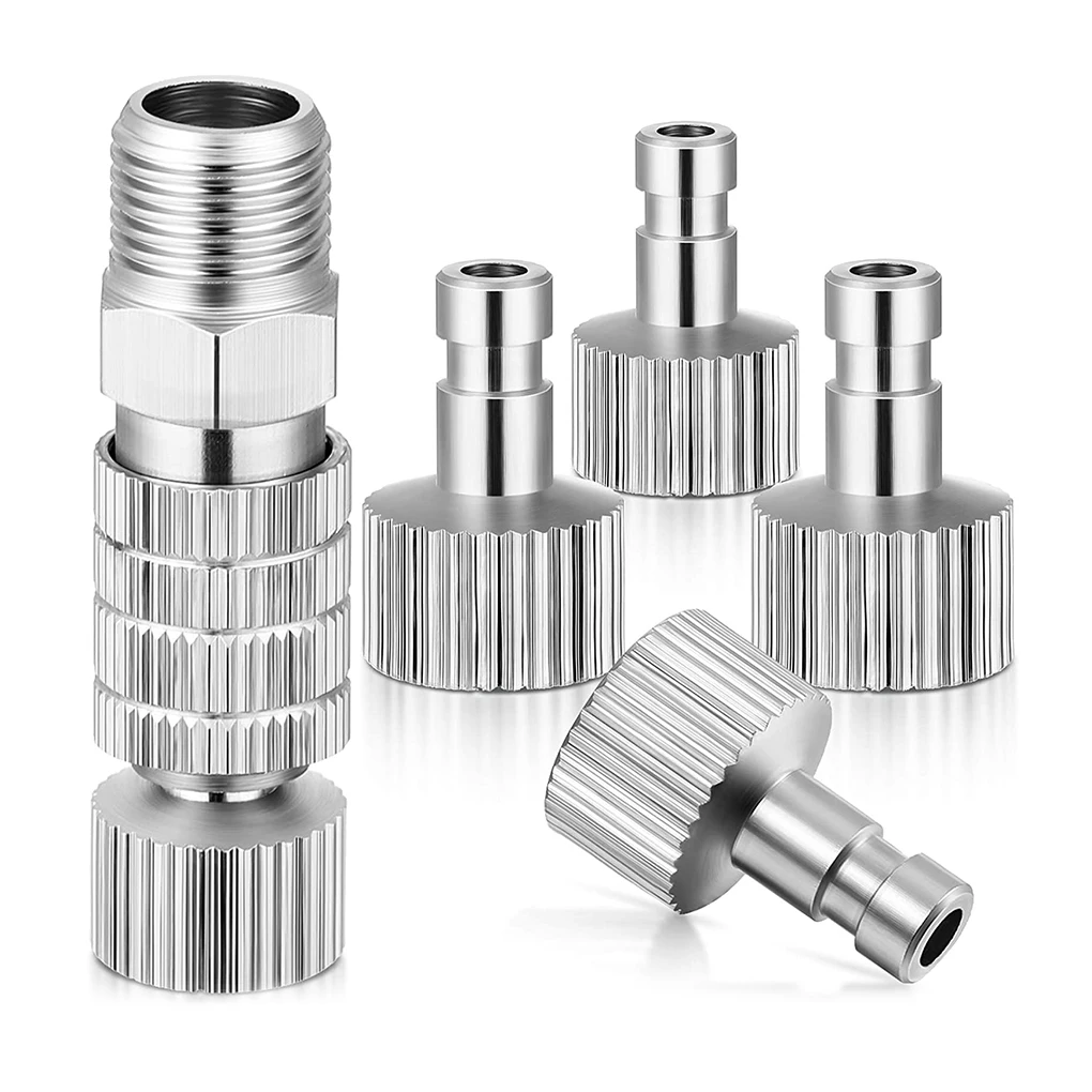 

Metal Airbrush Coupling Connector Portable Detachable Quick Release Replaceable Hose Adapter Components with 5 Male Fittings