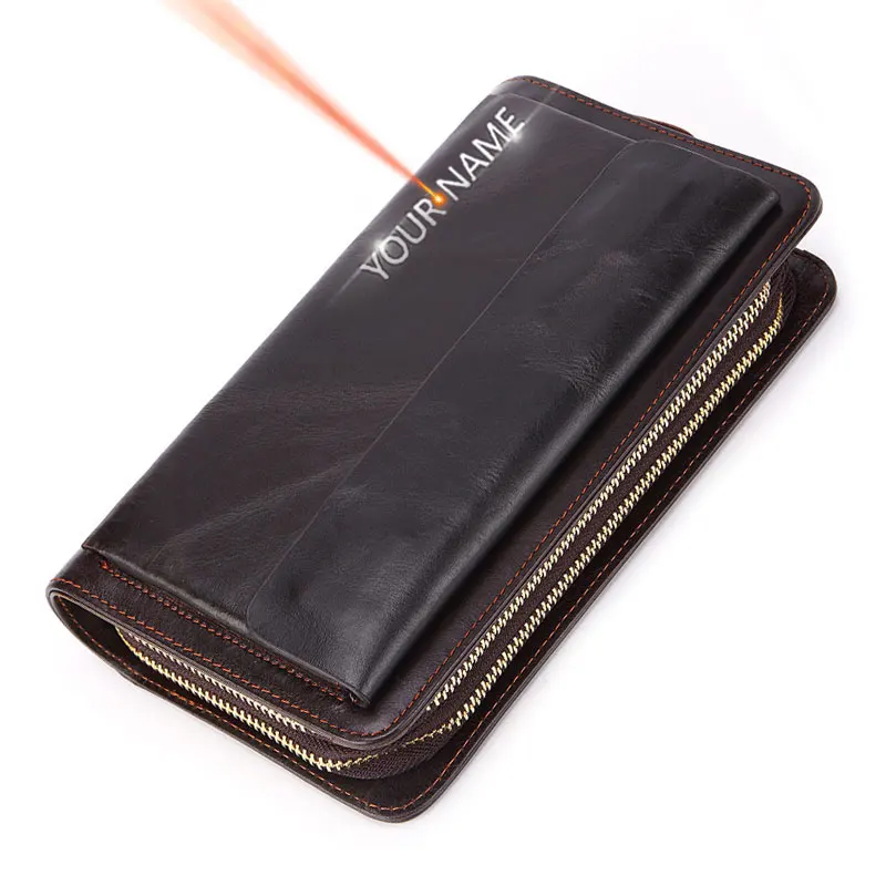 Вместительные кошельки для мужчин натуральная кожа сумочки с именем на заказ