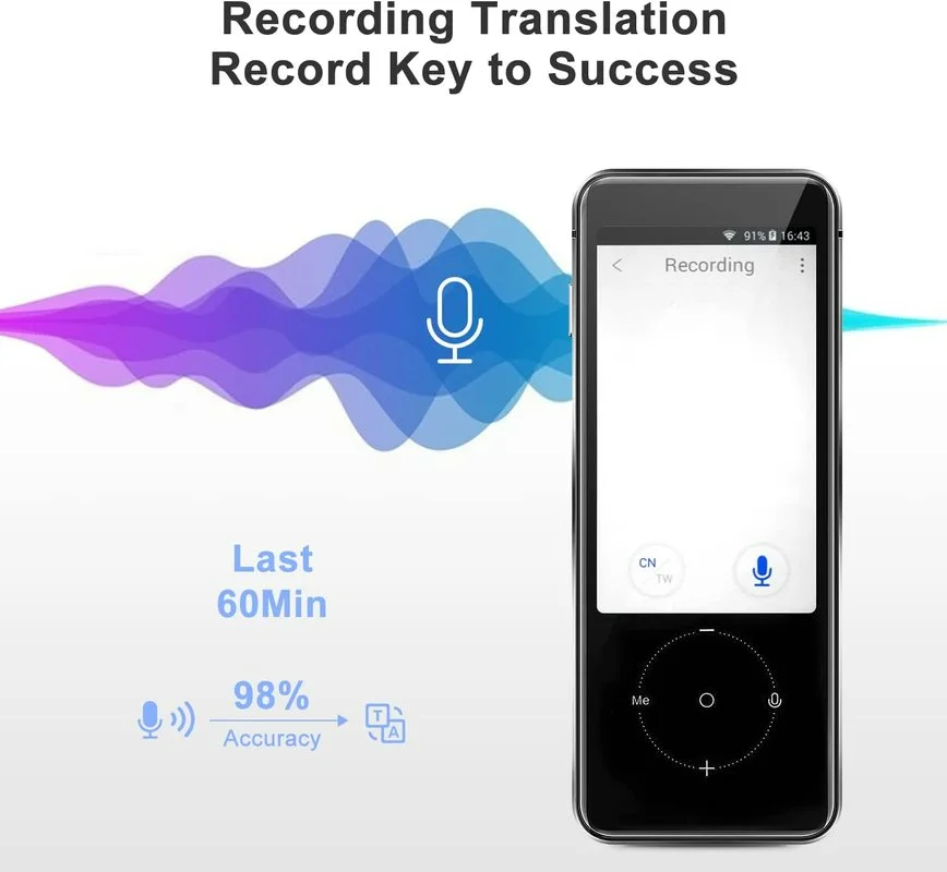 Портативный Умный переводчик голоса с Bluetooth мгновенный в режиме реального