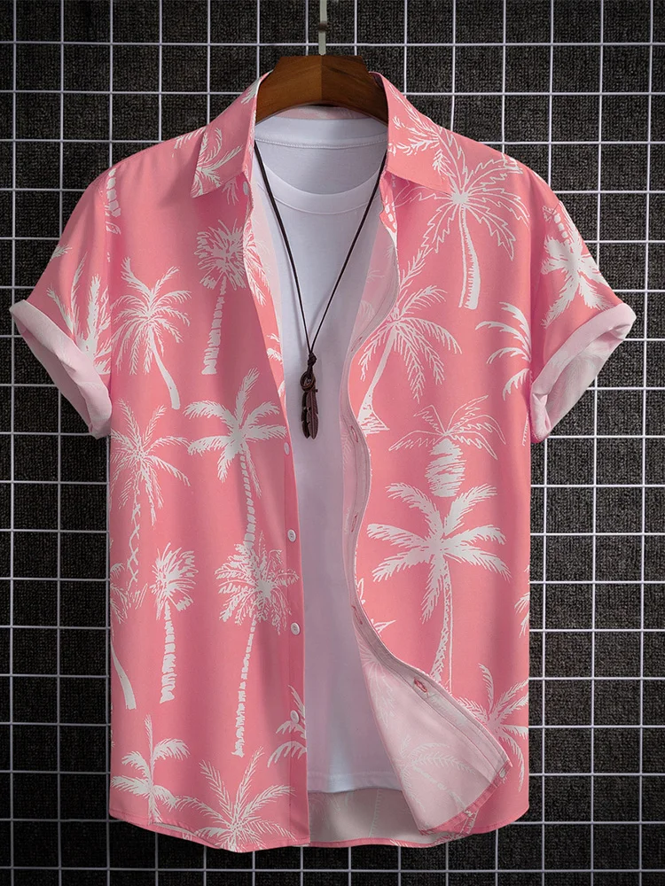 

Men's Hawaiian Shirts For Men Short Sleeve 3D Printed Shirt Beach Blouse Orange Retro Tie Pattern Aloha Shirts Summer Tops