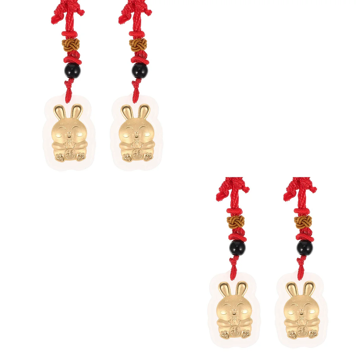 

4 Pcs New Year 2023 Rabbit Year Chinese New Year Necklace Rabbit Year Necklace Pendant Bracelet Pendant New Year Gift