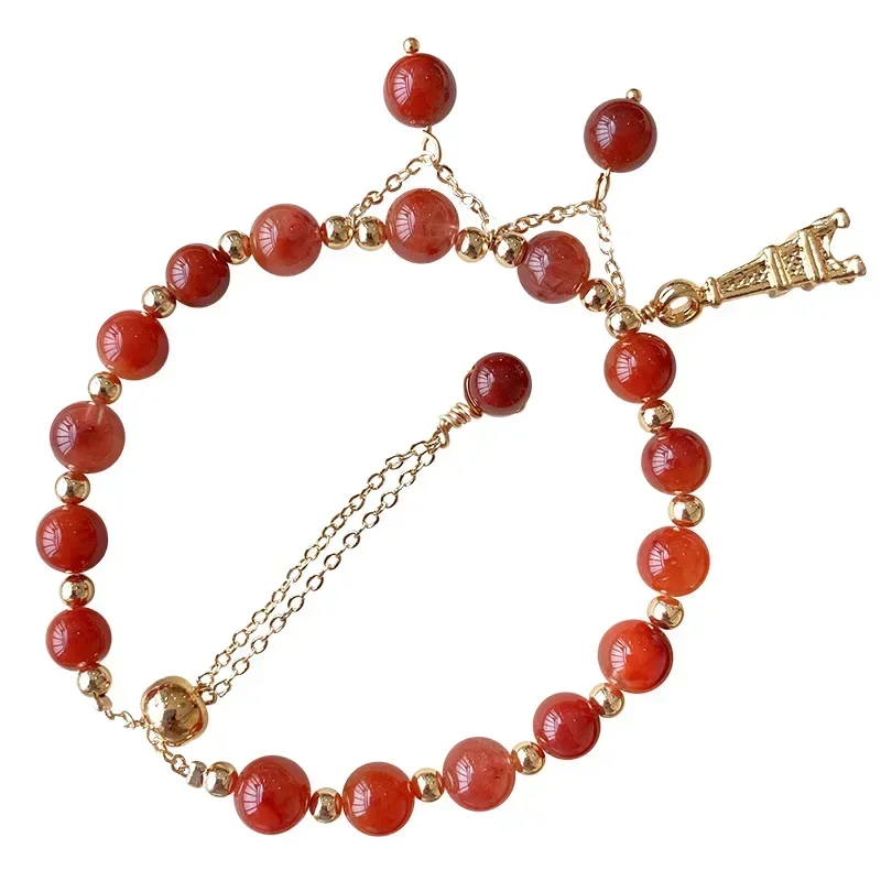 Оптовая продажа ледяной плавающий браслет из южно-Красного Натурального Камня