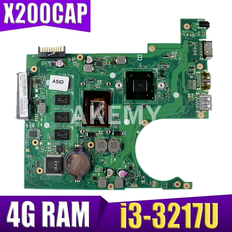 

X200CA Motherboard i3-3217CPU 4GB RAM For ASUS X200C X200CA X200CAP Laptop Motherboard X200CA Mainboard REV 2.0 Test OK
