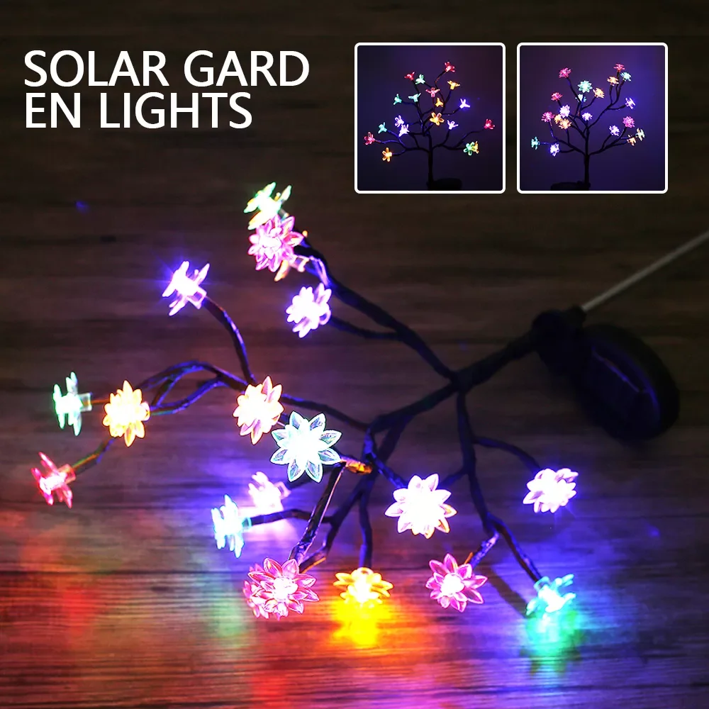 

20 LED Solar Powered Flower Light Outdoor Blossom Fairy Lights Colorful Garden Lawn Path Stake Lamp Waterproof Yard Home Decor